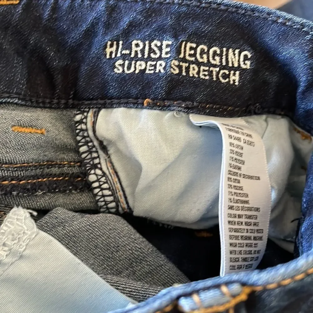 American Eagle Women’s Jeans, High Rise Jegging size 00, super‎ stretch